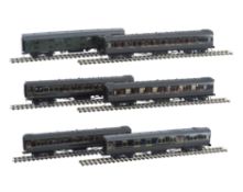 A rake of 10mm scale gauge 1 Southern Railway Maunsell coaches