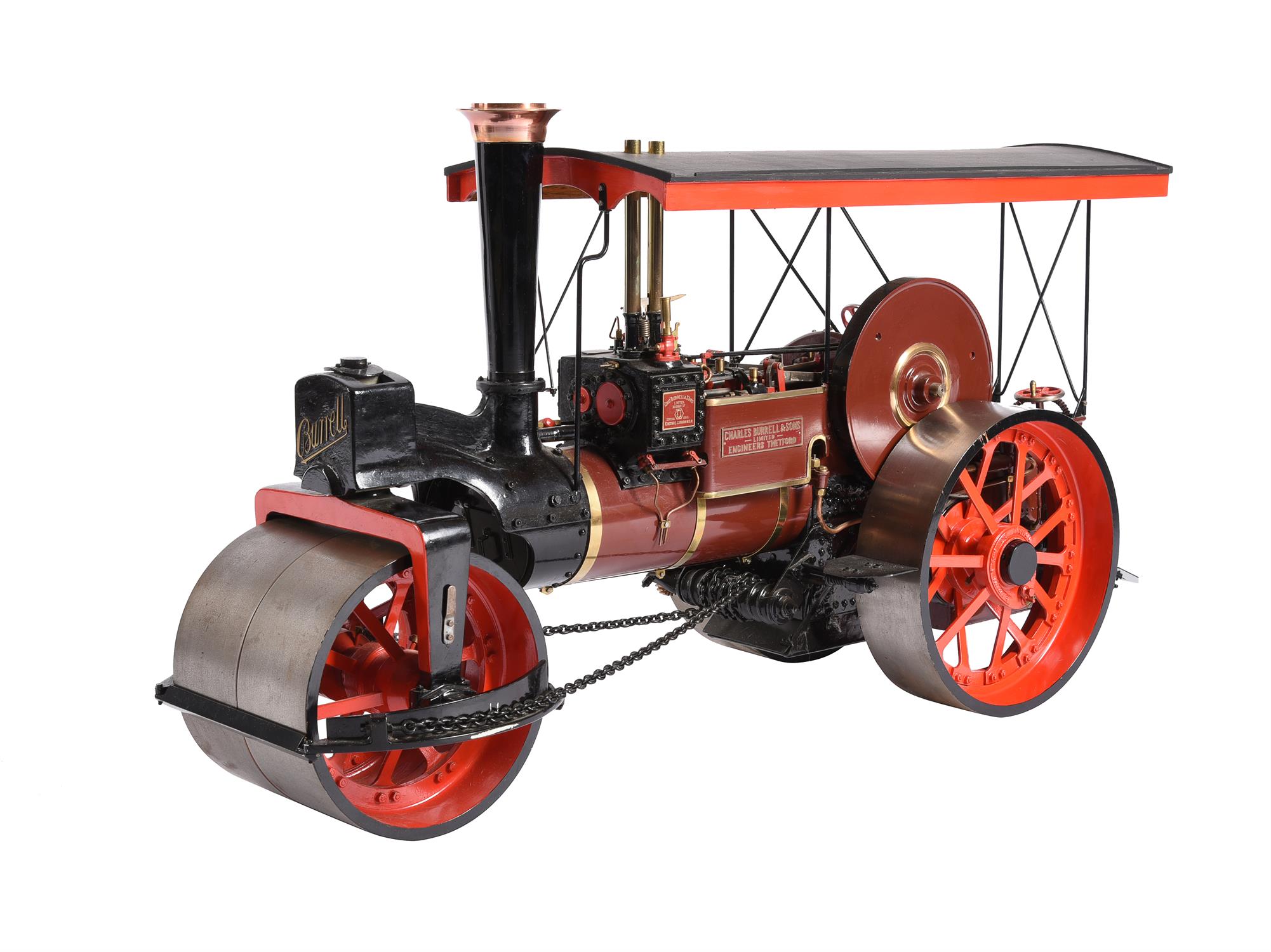 An exhibition standard 2 inch scale model of a Burrell 8ton Road Roller