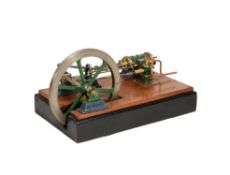 A period model of a single cylinder horizontal live steam mill engine