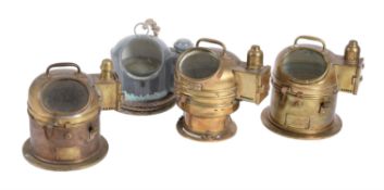 A collection of four brass cased Lifeboat compass binnacles