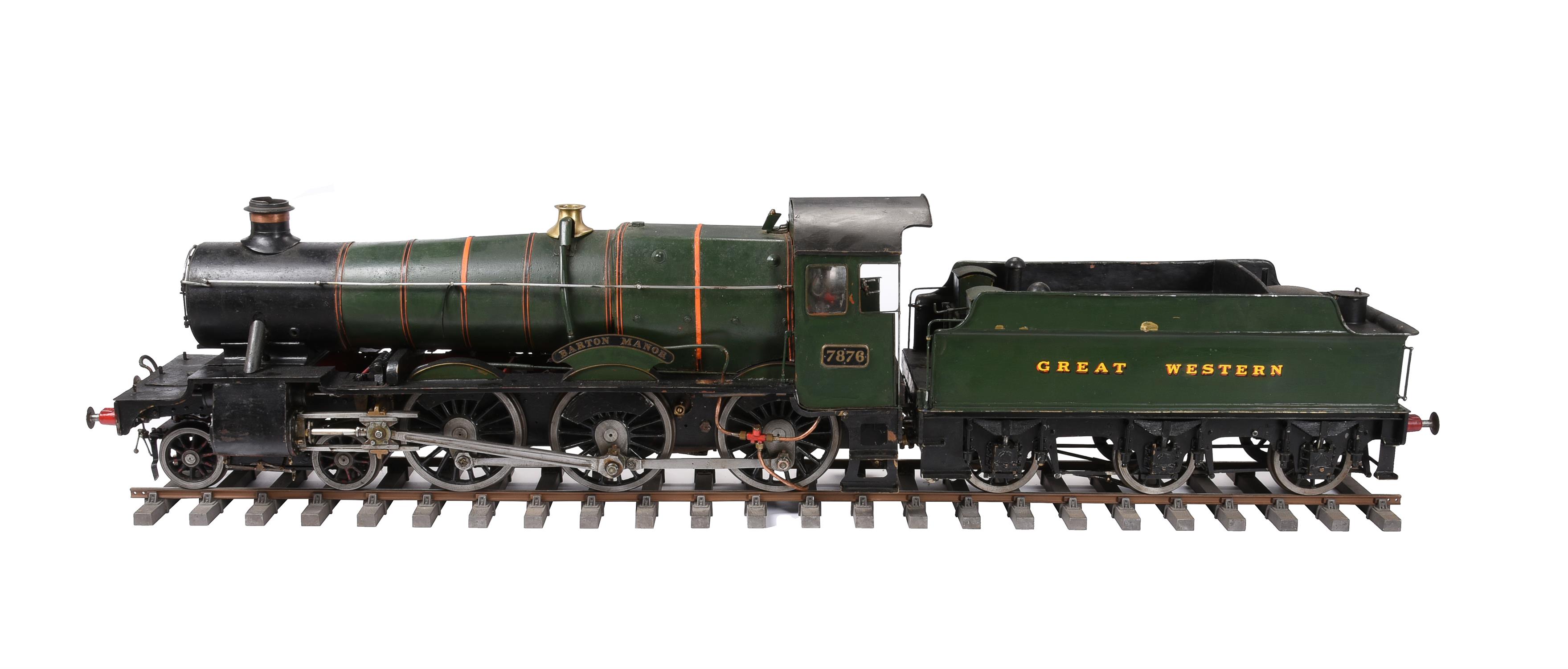 A 5 inch gauge model of a 4-6-0 Great Western Manor class tender locomotive No 7876 'Barton Manor'