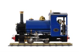 A gauge 1 live steam model of a narrow gauge saddle tank locomotive