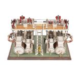 An exhibition quality model of a compound paddle steamer engine