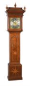 A George II parquetry inlaid oak eight-day longcase clock