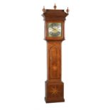 A George II parquetry inlaid oak eight-day longcase clock