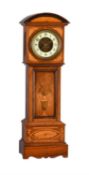Y An Edwardian inlaid rosewood miniature longcase clock