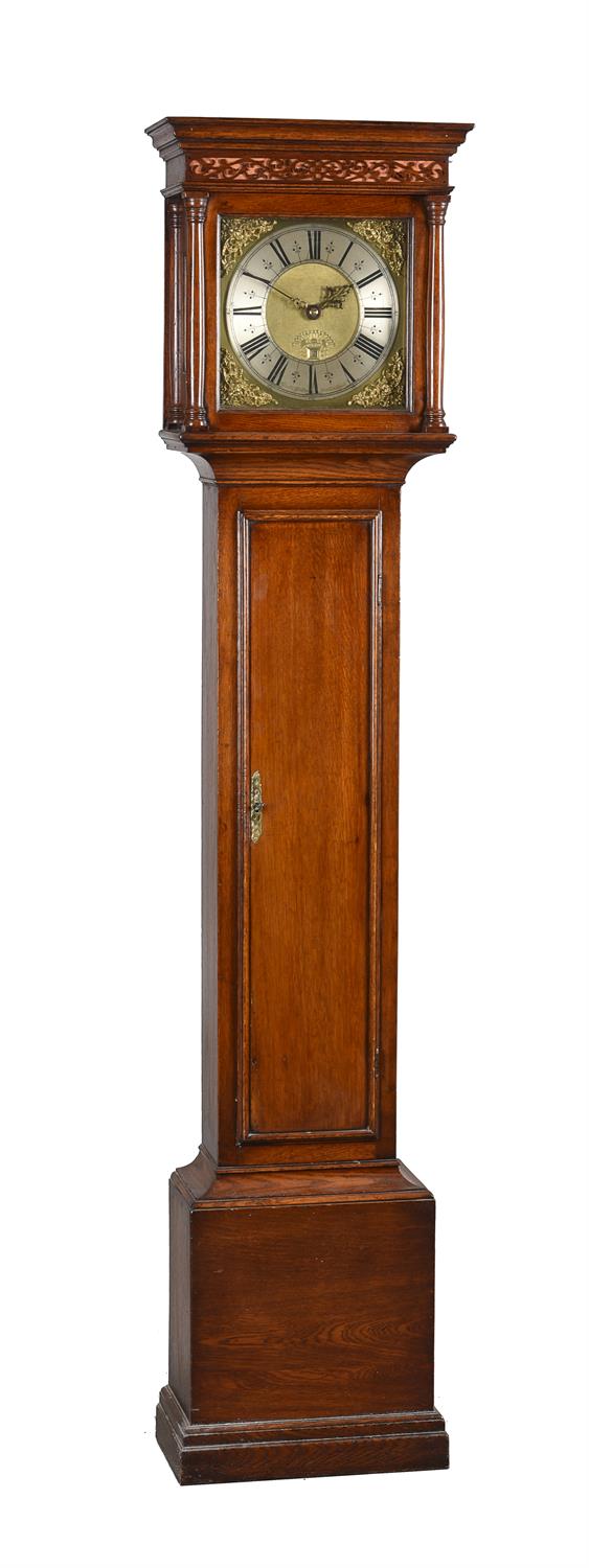 An oak cased thirty-hour longcase clock