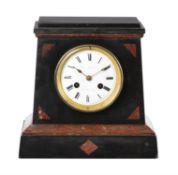 A French Rojo inset Belge noir marble mantel clock in the Egyptian taste