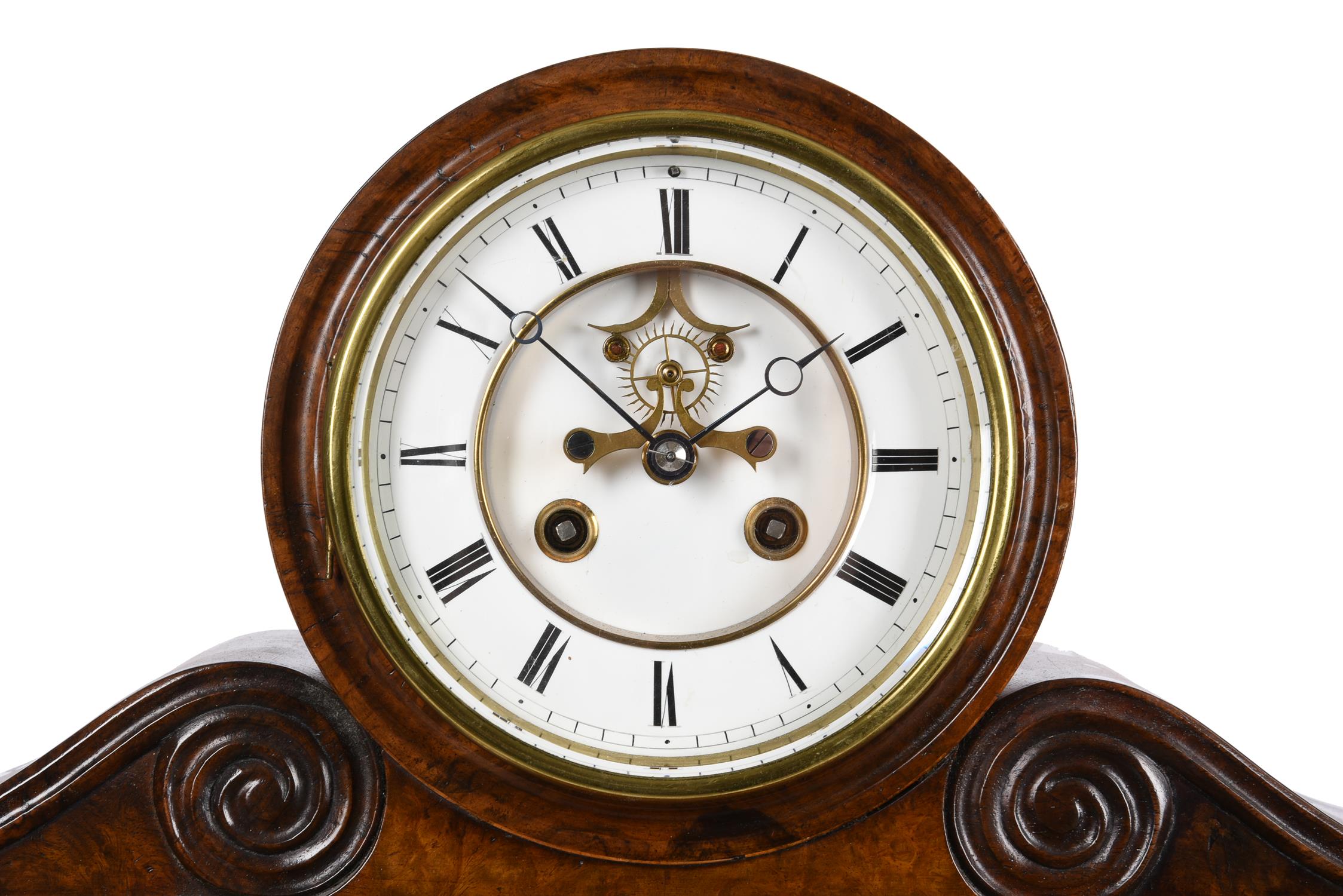 A French burr walnut drum-head mantel clock - Image 2 of 3