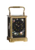 A rare French carriage clock inset with fine Florentine pietra-dura panels