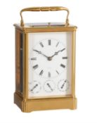 A fine gilt giant grande-sonnerie striking and repeating triple-calendar carriage clock with alarm