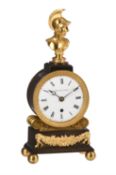 A Regency ormolu and patinated bronze figural mantel timepiece