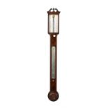 A Regency mahogany mercury stick barometer