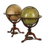 A fine pair of George III/Regency 12 inch library table globes, Thomas Bardin and William & Samuel J