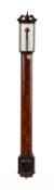 Y A fine Regency mahogany bowfronted 'flat to the wall' mercury stick barometer