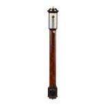 Y A fine Regency mahogany bowfronted 'flat to the wall' mercury stick barometer