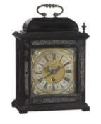 A rare William III ebonised table timepiece with alarm, John Bushman