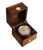 Y A Victorian brass inlaid rosewood two-day marine chronometer