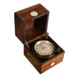 Y A Victorian brass inlaid rosewood two-day marine chronometer