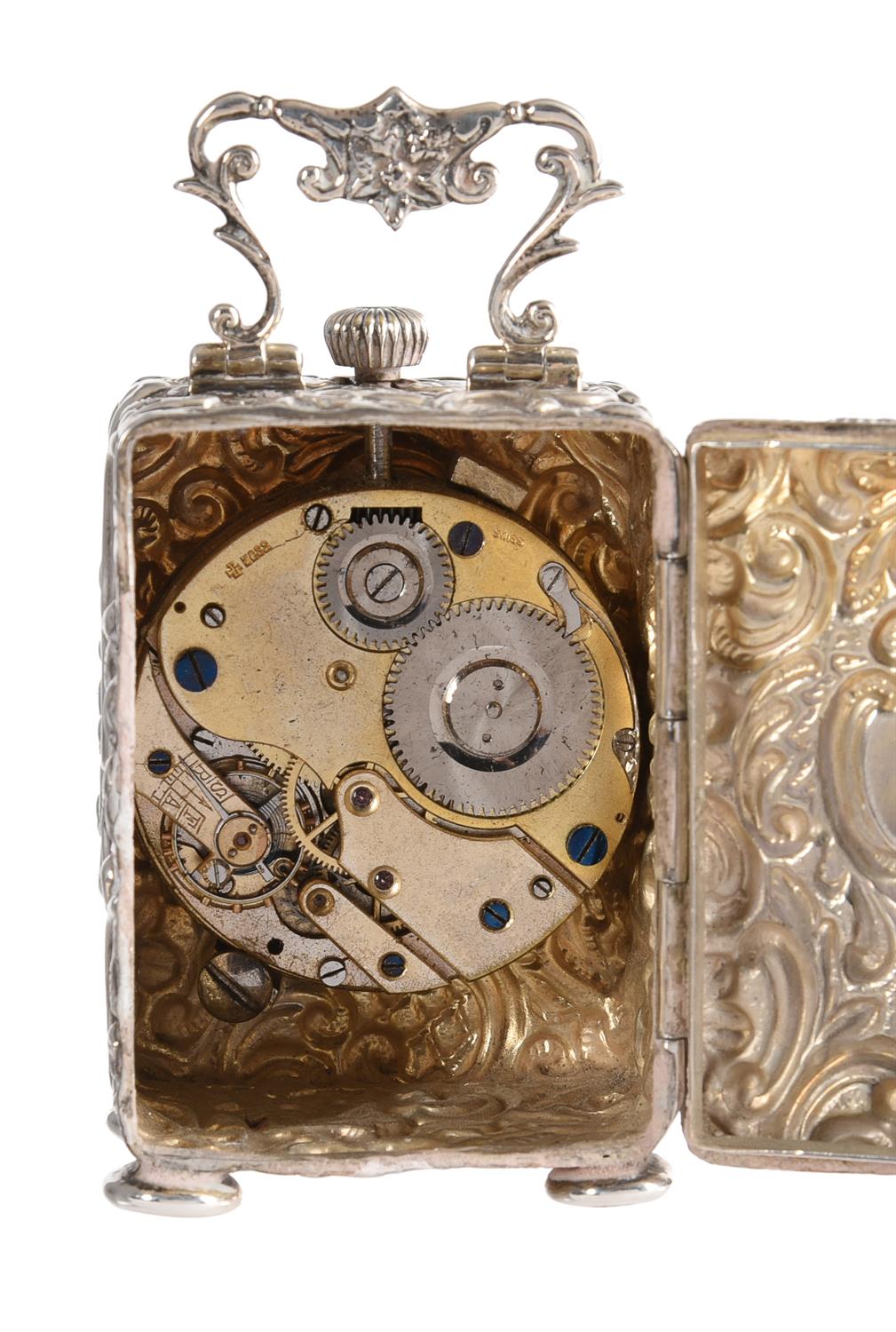 An Edwardian silver cased miniature carriage timepiece - Image 3 of 4