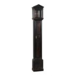 Y A Charles II style small ebony architectural longcase clock case with 8 inch square dial aperture