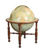 An impressive late Victorian thirty inch terrestrial library globe, W. and A.K. Johnson Limited