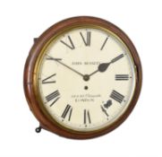 A Victorian mahogany fusee wall dial timepiece