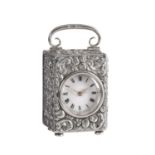 A Victorian silver cased miniature carriage timepiece