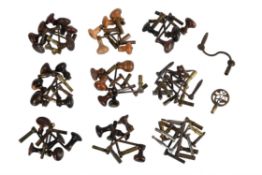 A collection of fifty-five longcase clock crank keys