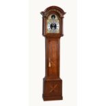 A fine George II oak and parquetry eight-day grande-sonnerie chiming longcase clock with moonphase