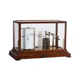 A rare oak cased micro-barograph with thermometer