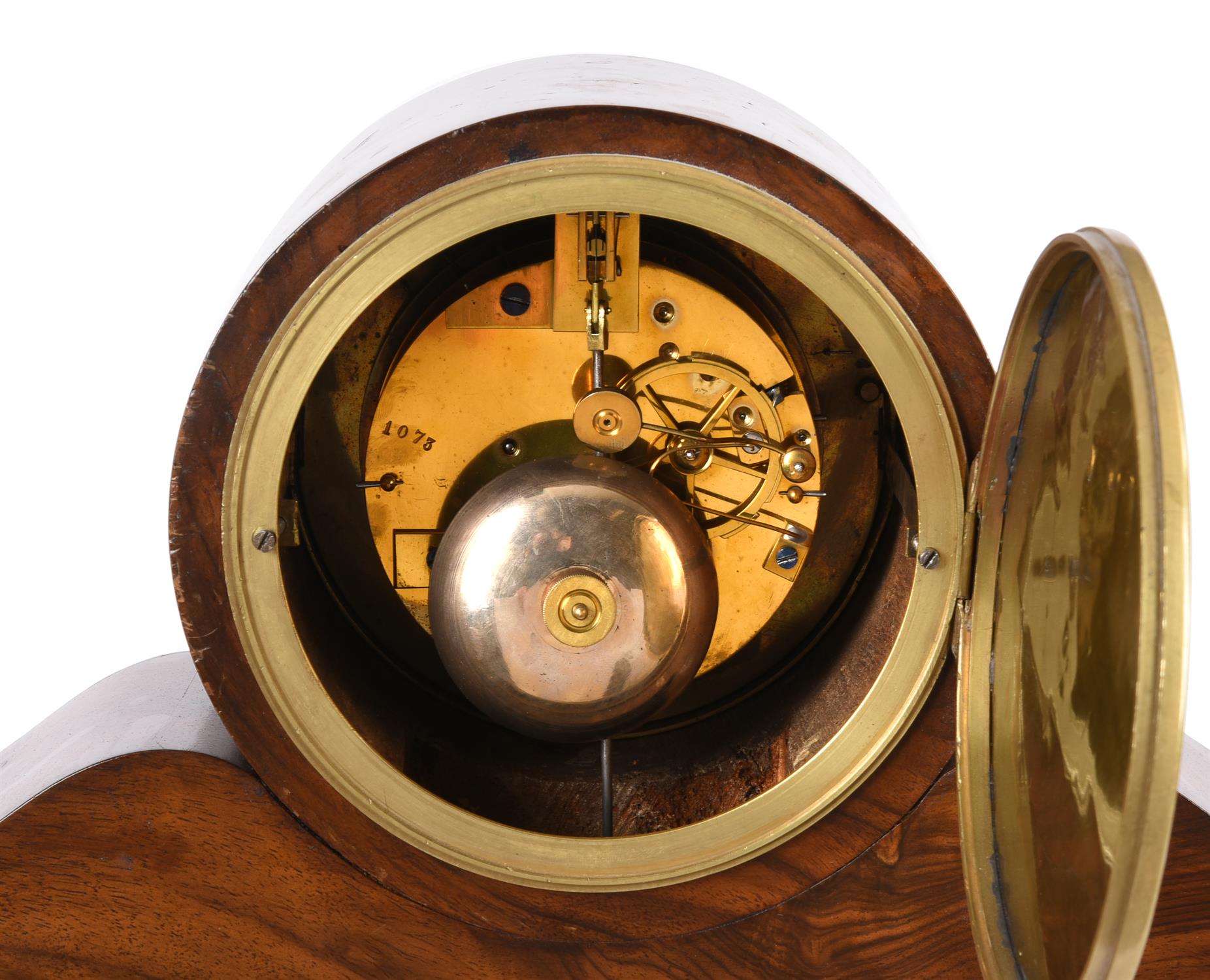 A French burr walnut drum-head mantel clock - Image 3 of 3