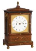 A fine Regency brass inlaid rosewood bracket clock with trip-hour repeat and fired enamel dial