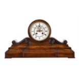 A French burr walnut drum-head mantel clock