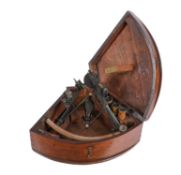 A Victorian patinated brass sextant
