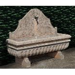 An Italian Rosso Verona marble wall fountain