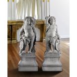 A pair of Flemish sculpted Carrara marble models of putti