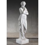 A sculpted white marble figure of a maiden in neo-classical taste