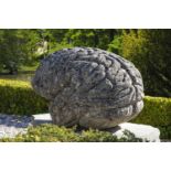 λ A unique Italian sculpted limestone model of a human brain