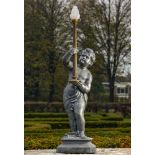 A Dutch cast zinc figural torchere