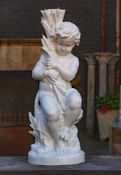 After Mathurin Moreau (French, 1822-1912), a white painted cast iron figural fountain