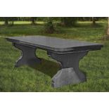 A blue stone refectory garden table