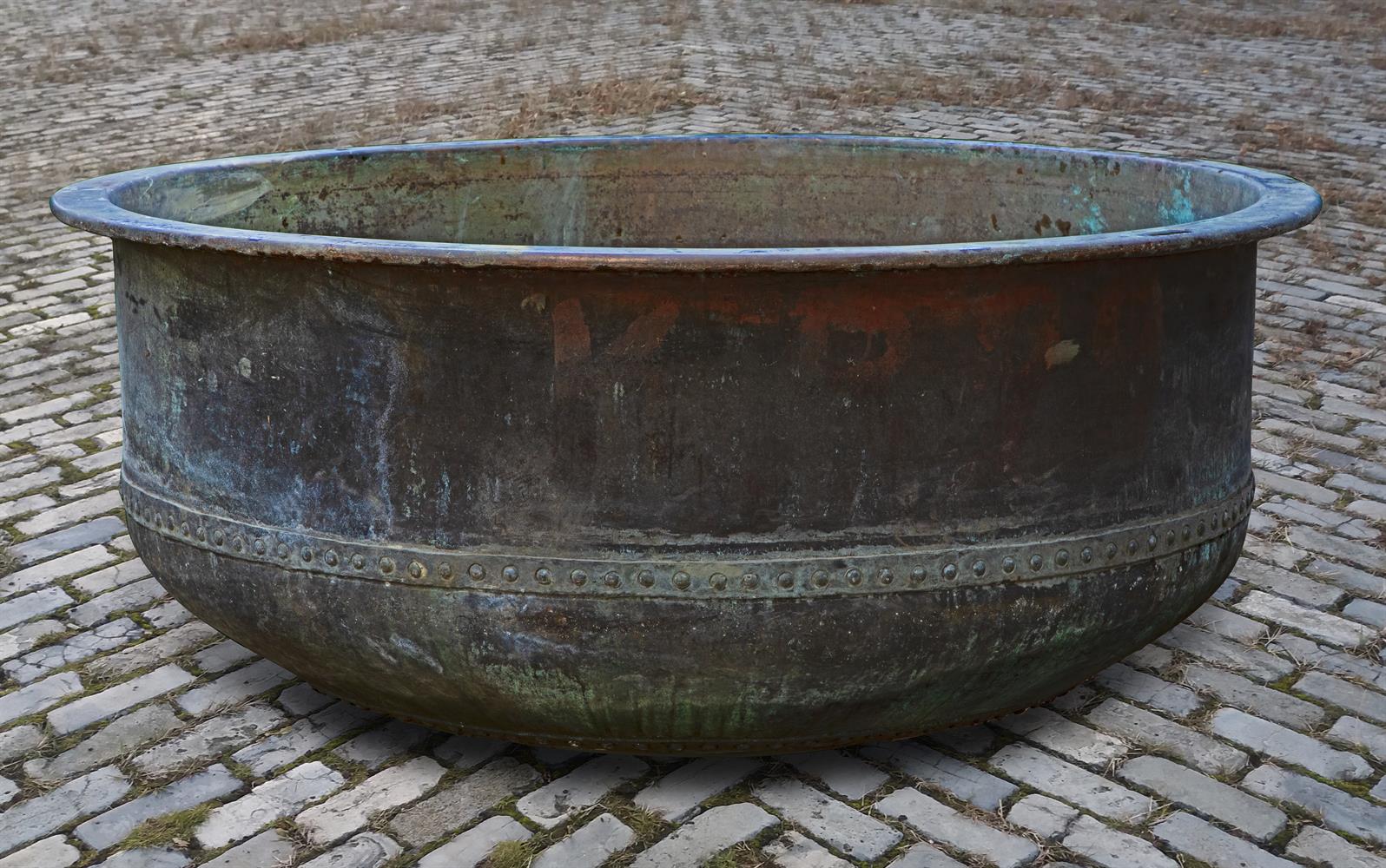 A French rivetted copper cheese maker's vat