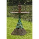 A French green painted cast iron fountain