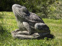 A sculpted limestone model of a frog