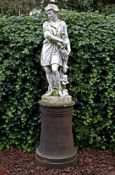 A French white painted cast iron model of Bacchus