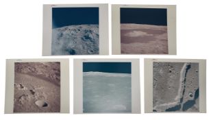 Five moonscapes photographed from orbit, Apollo 15, July-August 1971