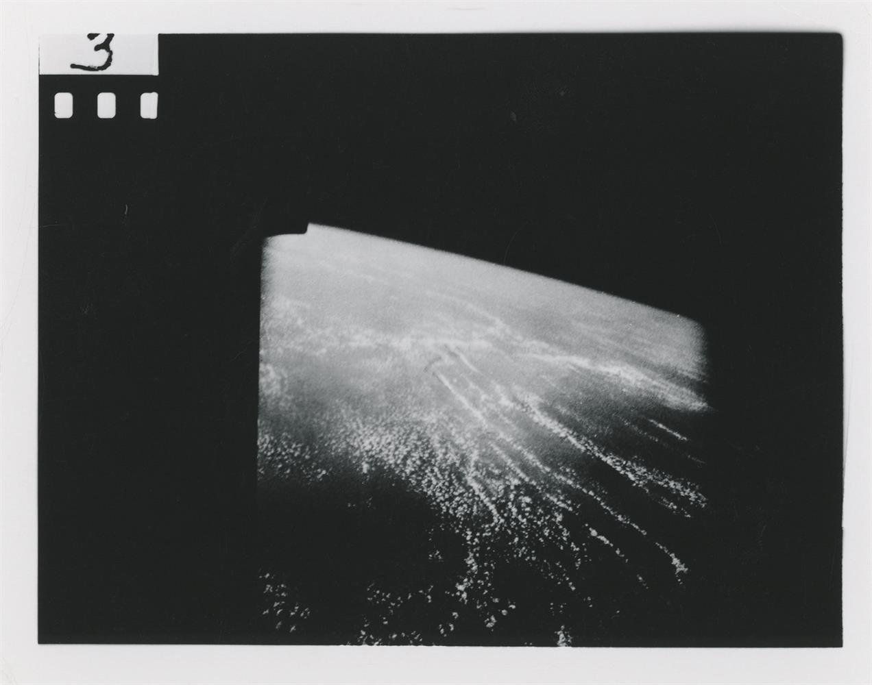 First picture of a human in space; a view of Earth from space, Mercury-Redstone 3, May 1961 - Image 3 of 4