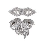 A 1950s diamond double clip brooch