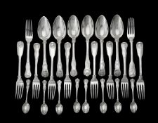 A collection of silver King's pattern flatware